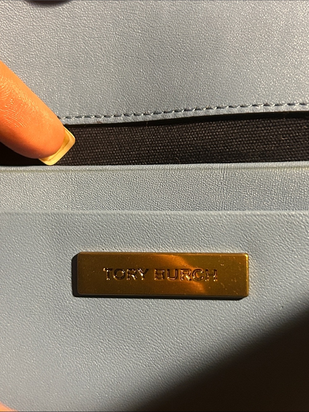 Tory Burch Sky Blue Leather Continental Card Holder cletch - Picture 4 of 4